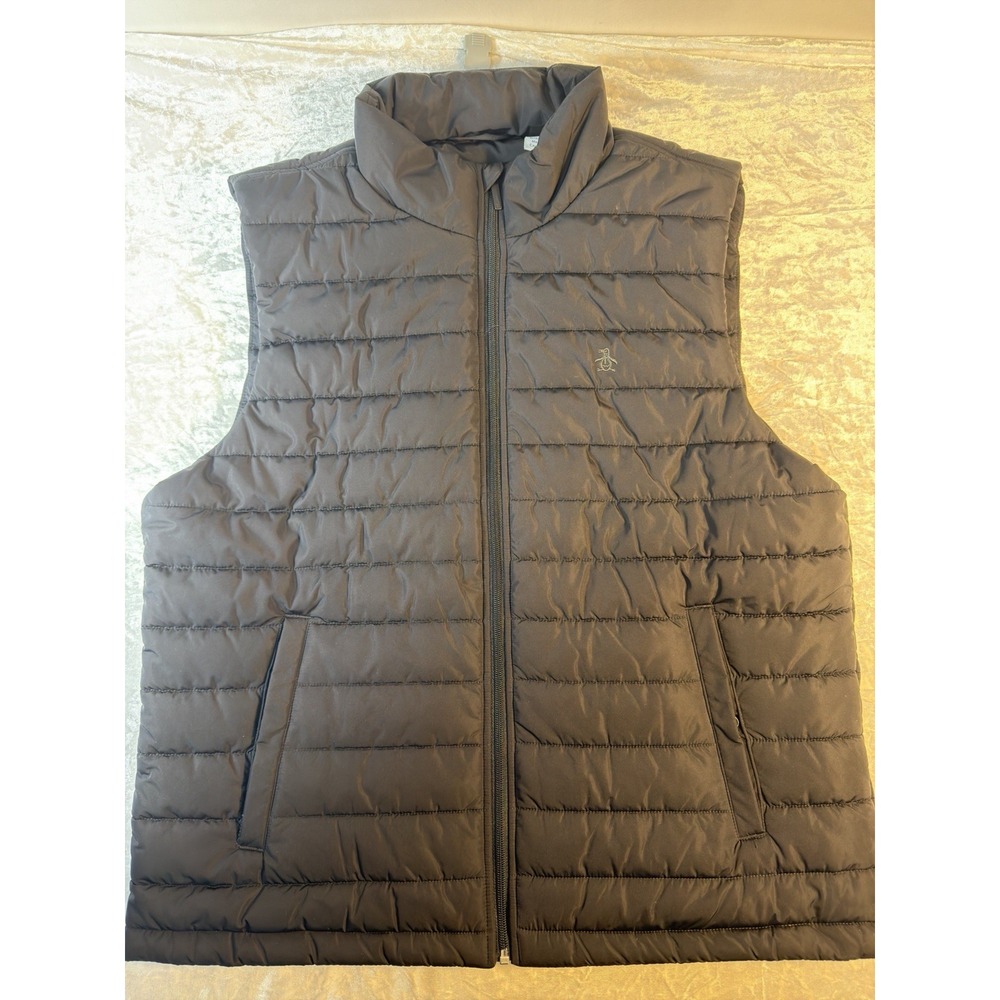 Original Penguin Men's XL Black Quilted Puffer Vest Full Zip Lightweight